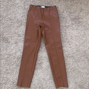 H&M Brown Faux Leather Leggings Sz 6